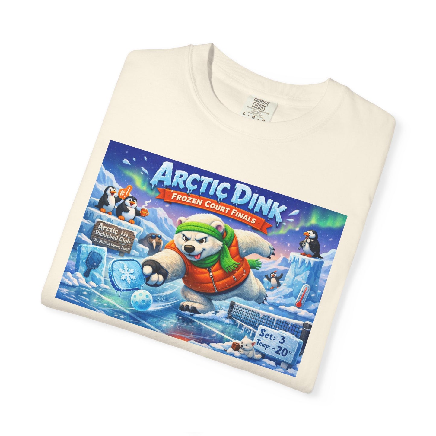 Arctic Dink Polar Bear Pickleball T-Shirt | Retro Game Art