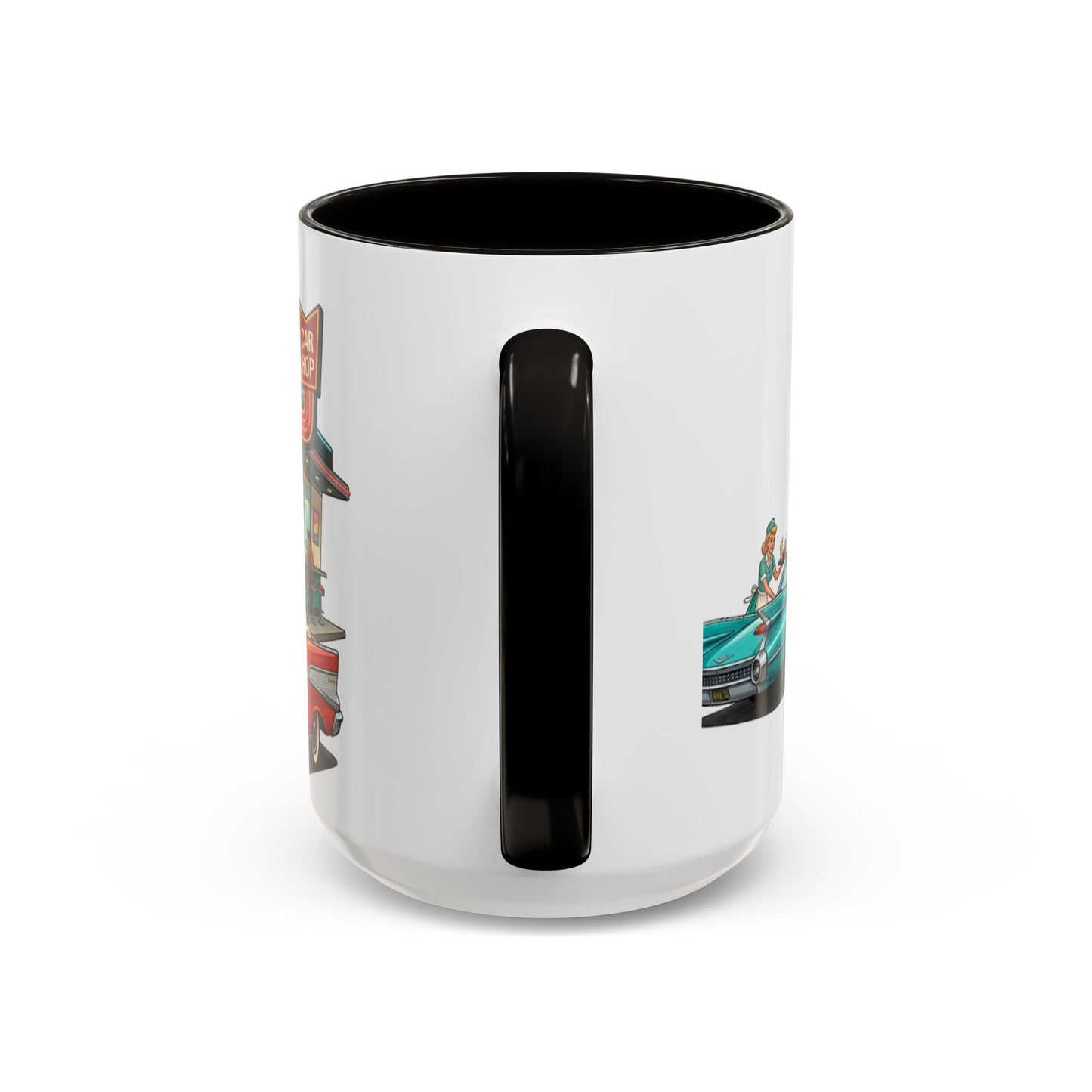 1950s Diner Scene Mug | Retro Car Hop Coffee Cup