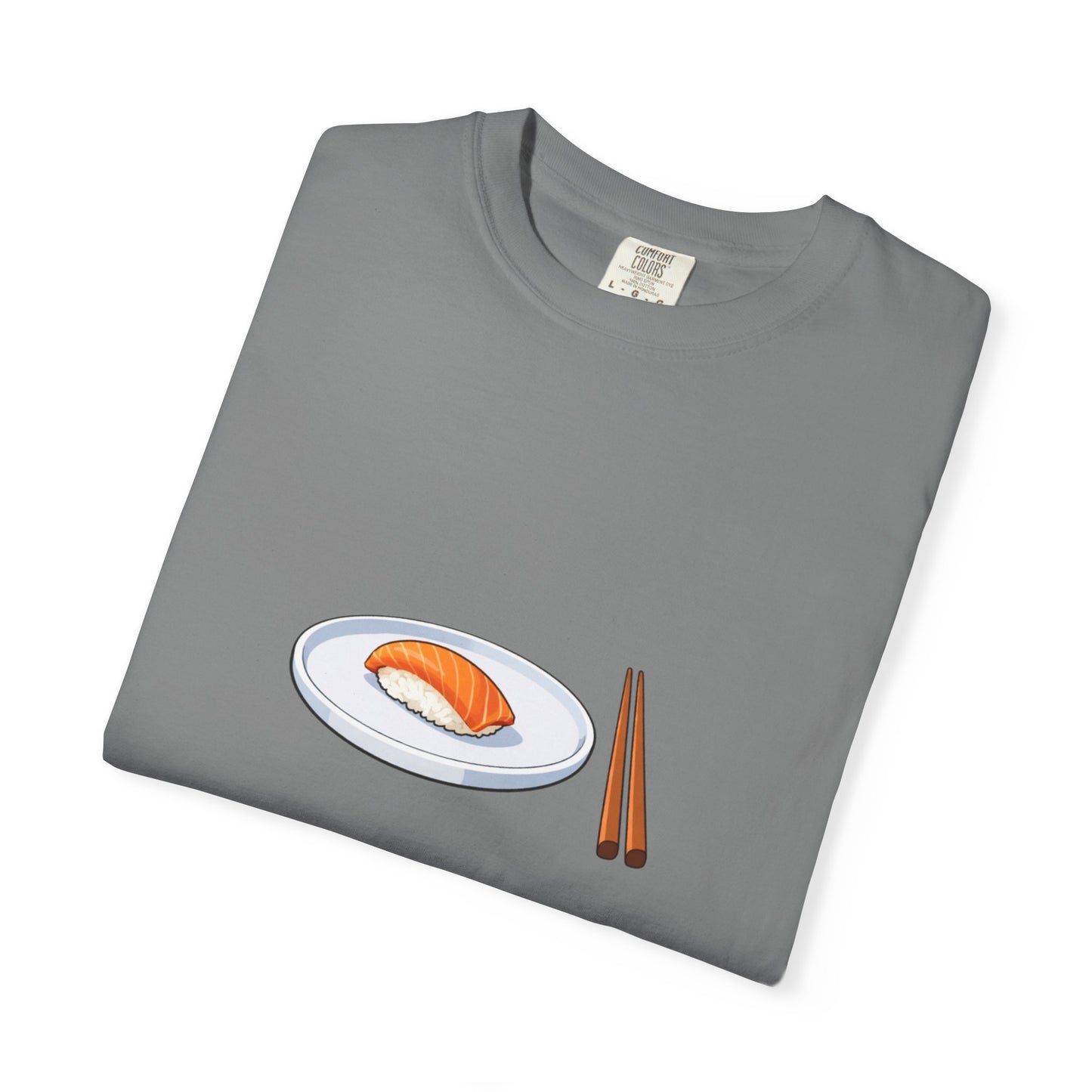 Salmon Nigiri Sushi plate with chopsticks T-shirt | sushi tee
