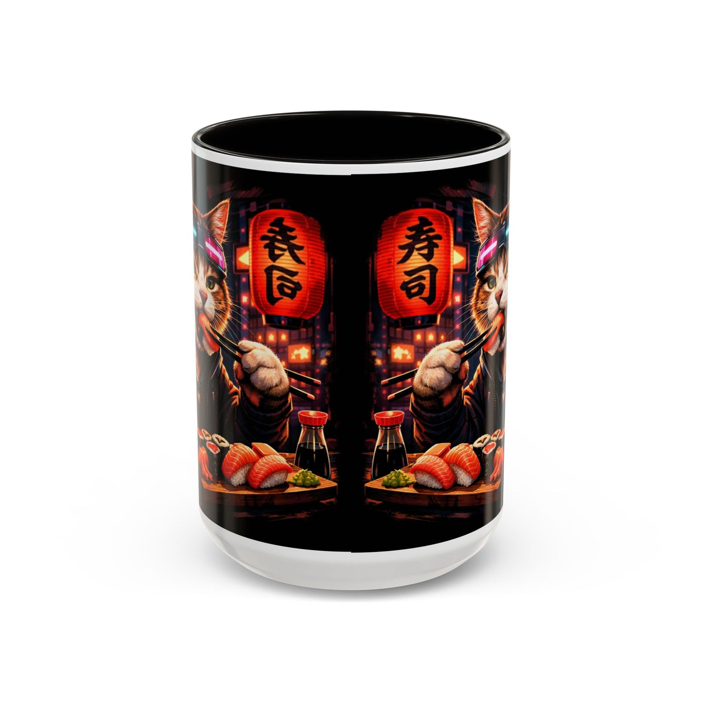 Cyberpunk Sushi Cat Mug | 11oz 15oz Ceramic Coffee Cup