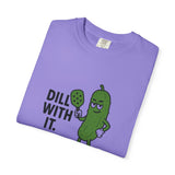 Dill With It Pickle Character T-shirt | Funny Vegan Food Pun Tee