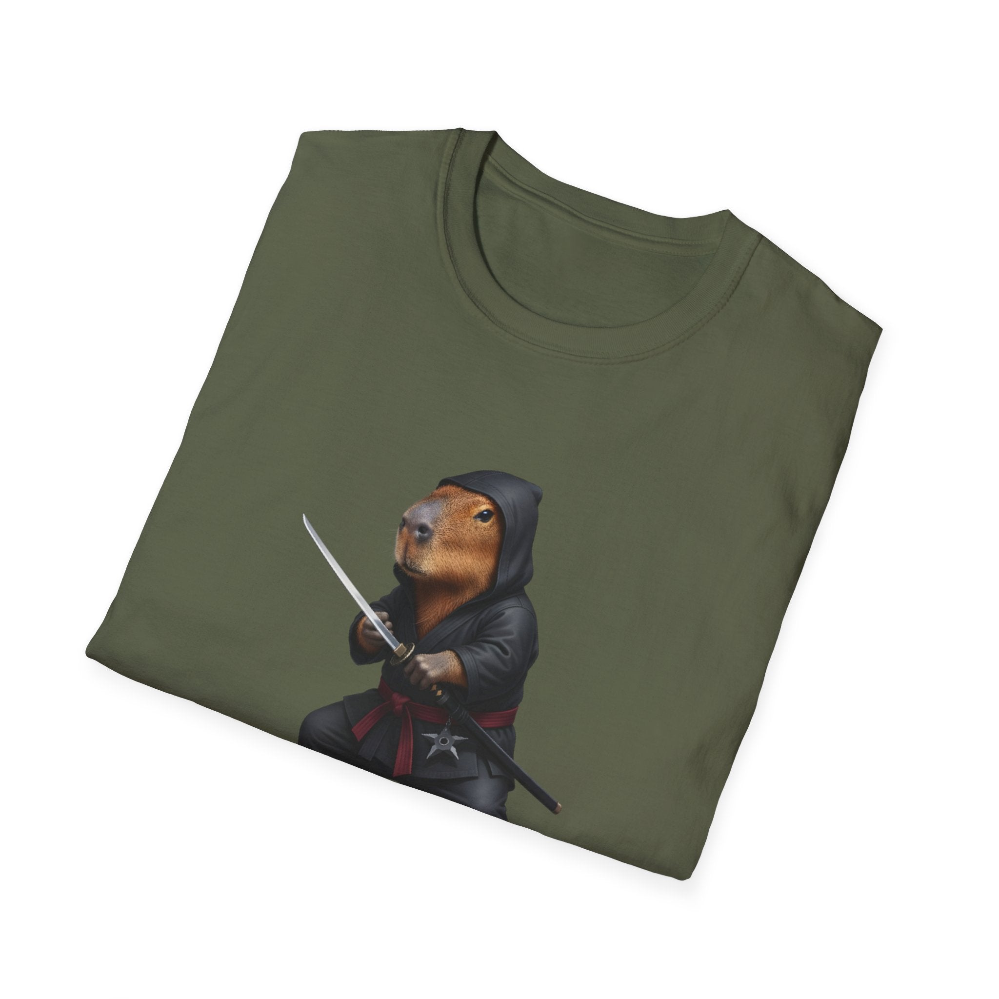 Stealthy Capybara Warrior T-Shirt | Zen Assassin Tactical Capy