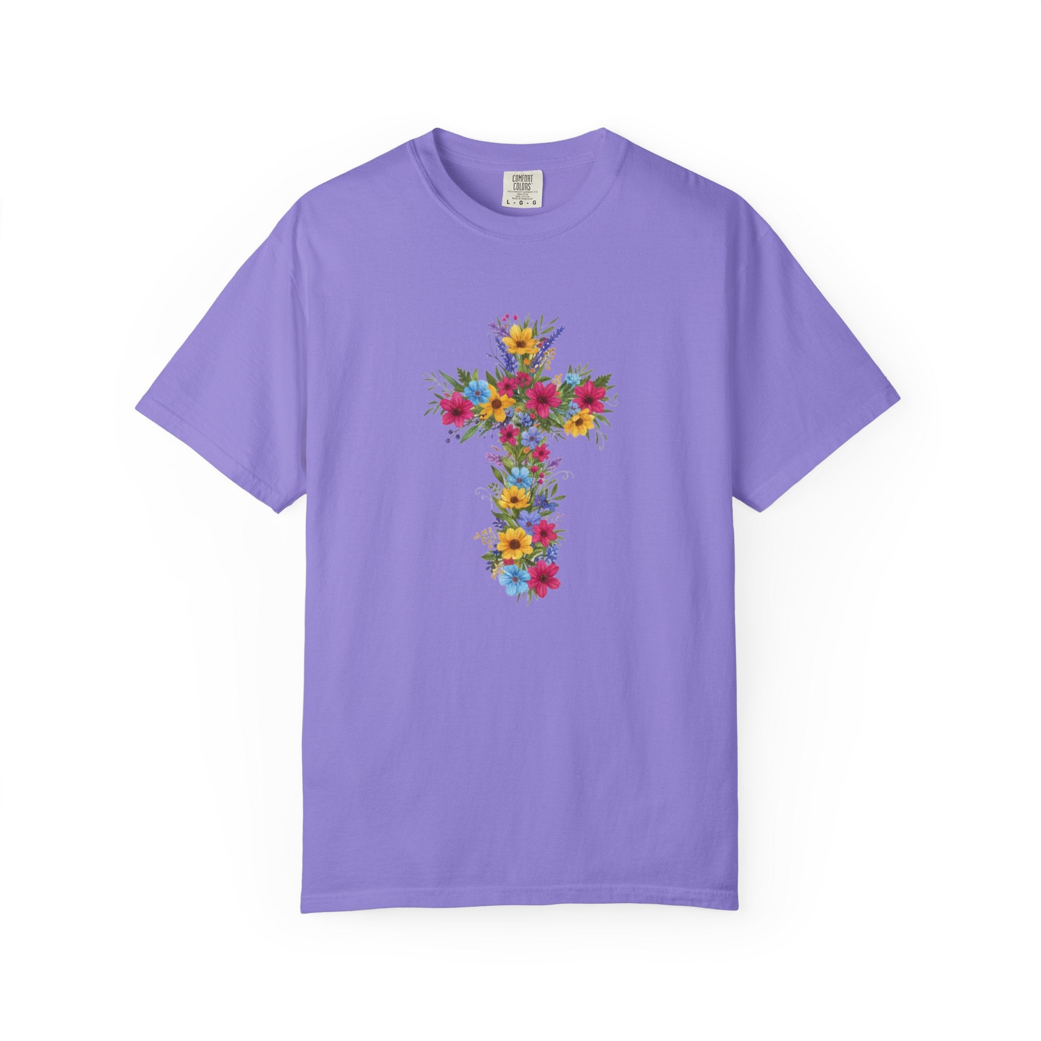 Floral Cross T-shirt | Colorful Flower Cross Tee, Christian Faith Shirt