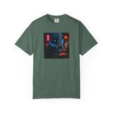 Neon Cyber Cat Sushi Shibuya T-shirt | Dark Alley Japanese Streetwear