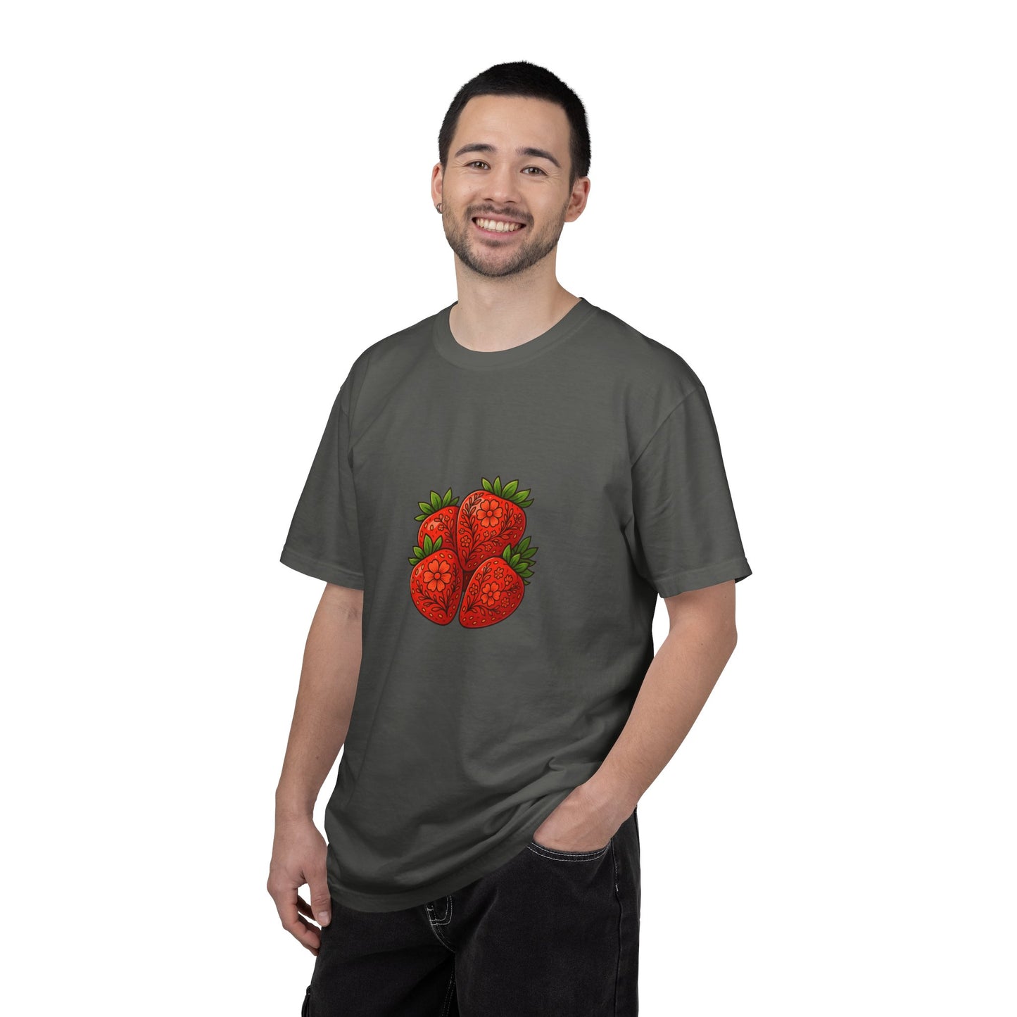 Strawberry Cluster T-shirt | Retro Floral Fruit Illustration
