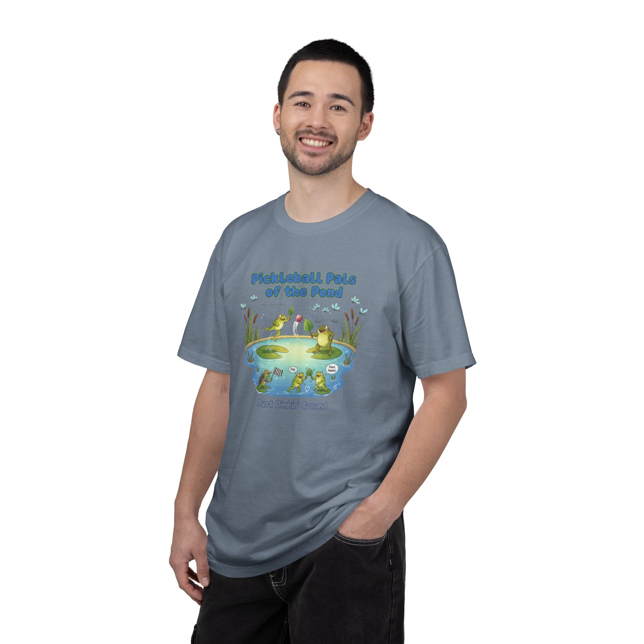 Pickleball Pals of the Pond T-Shirt | Cute Frog Pond Illustration