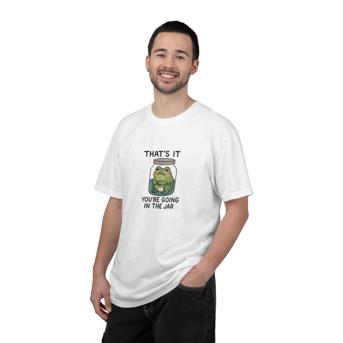 Glass Jar Frog Illustration T-shirt | Frog in Water Jar