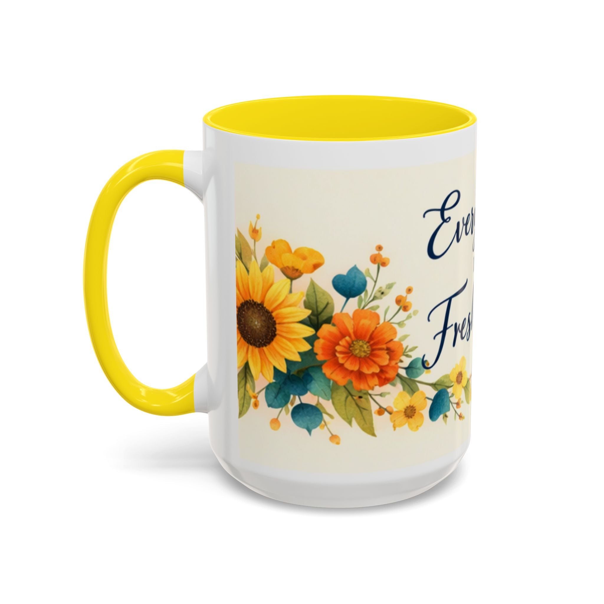 Every Day Is A Fresh Start mug | Floral sunflower coffee mug