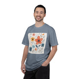Hand-drawn Watercolor Floral Doodles T-shirt | Linocut & Embroidery Texture