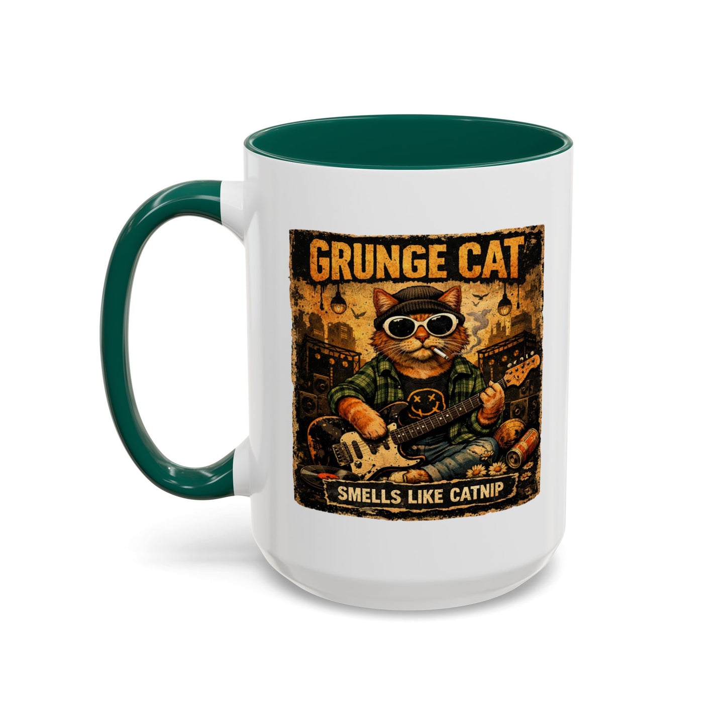 Grunge Cat Smells Like Catnip Mug | Ceramic Coffee Cup