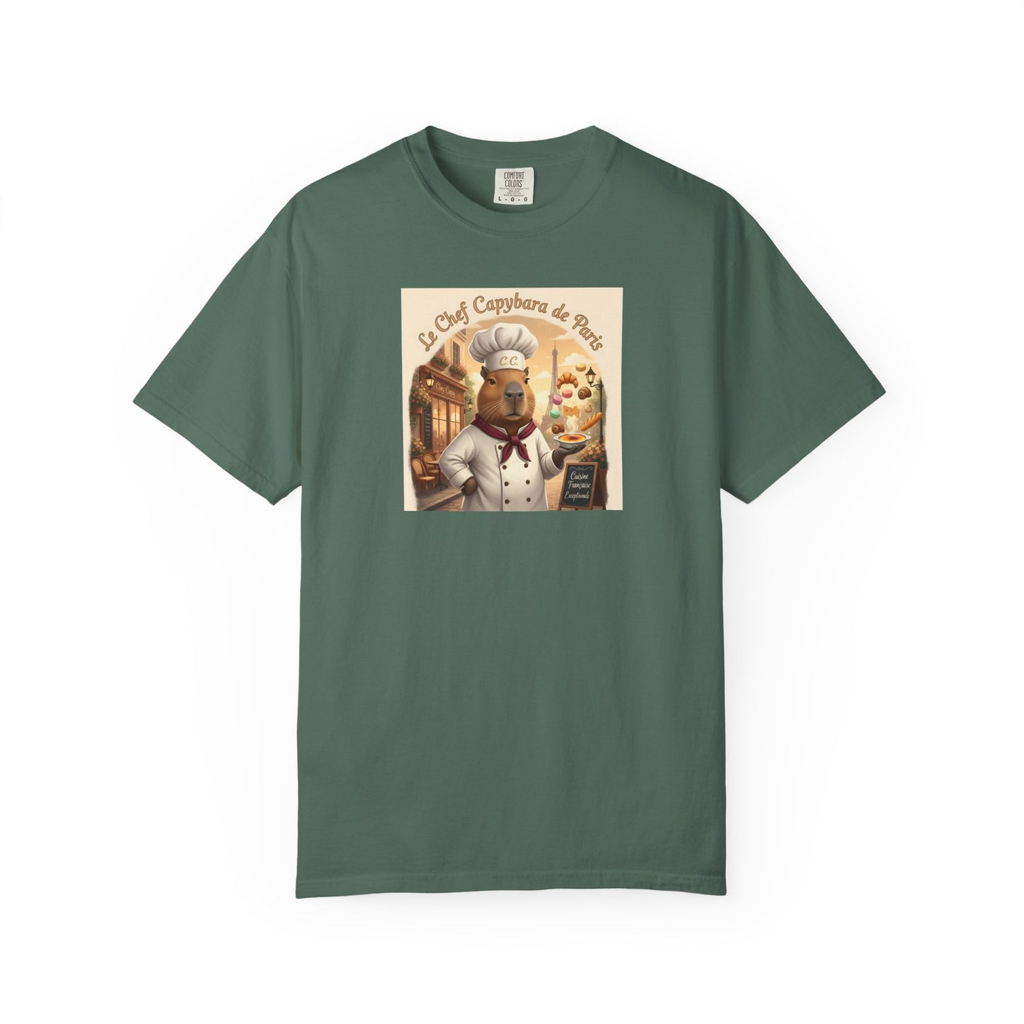Vintage French Pâtissier Capybara Chef T-shirt | Bakery Illustration