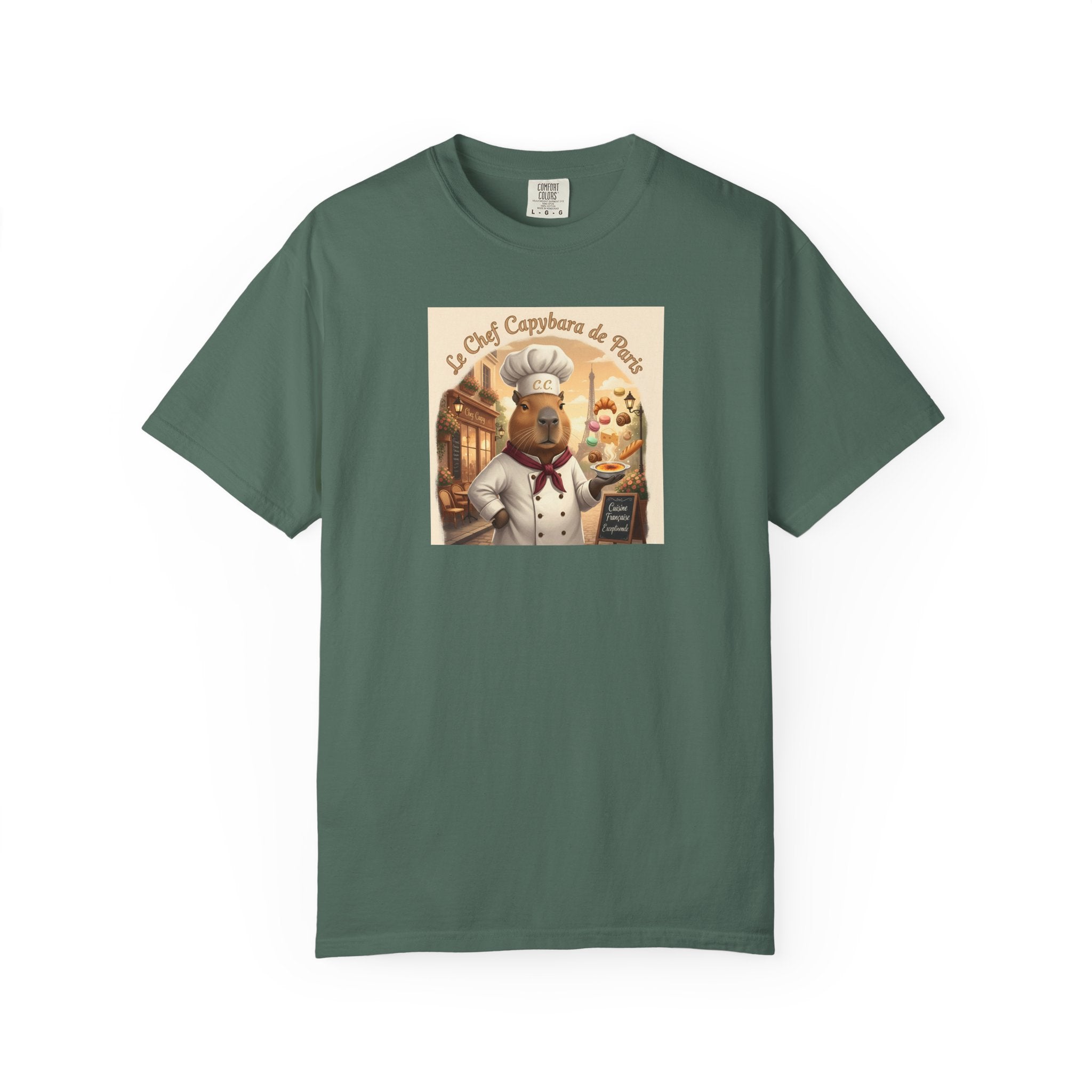 Vintage French Pâtissier Capybara Chef T-shirt | Bakery Illustration