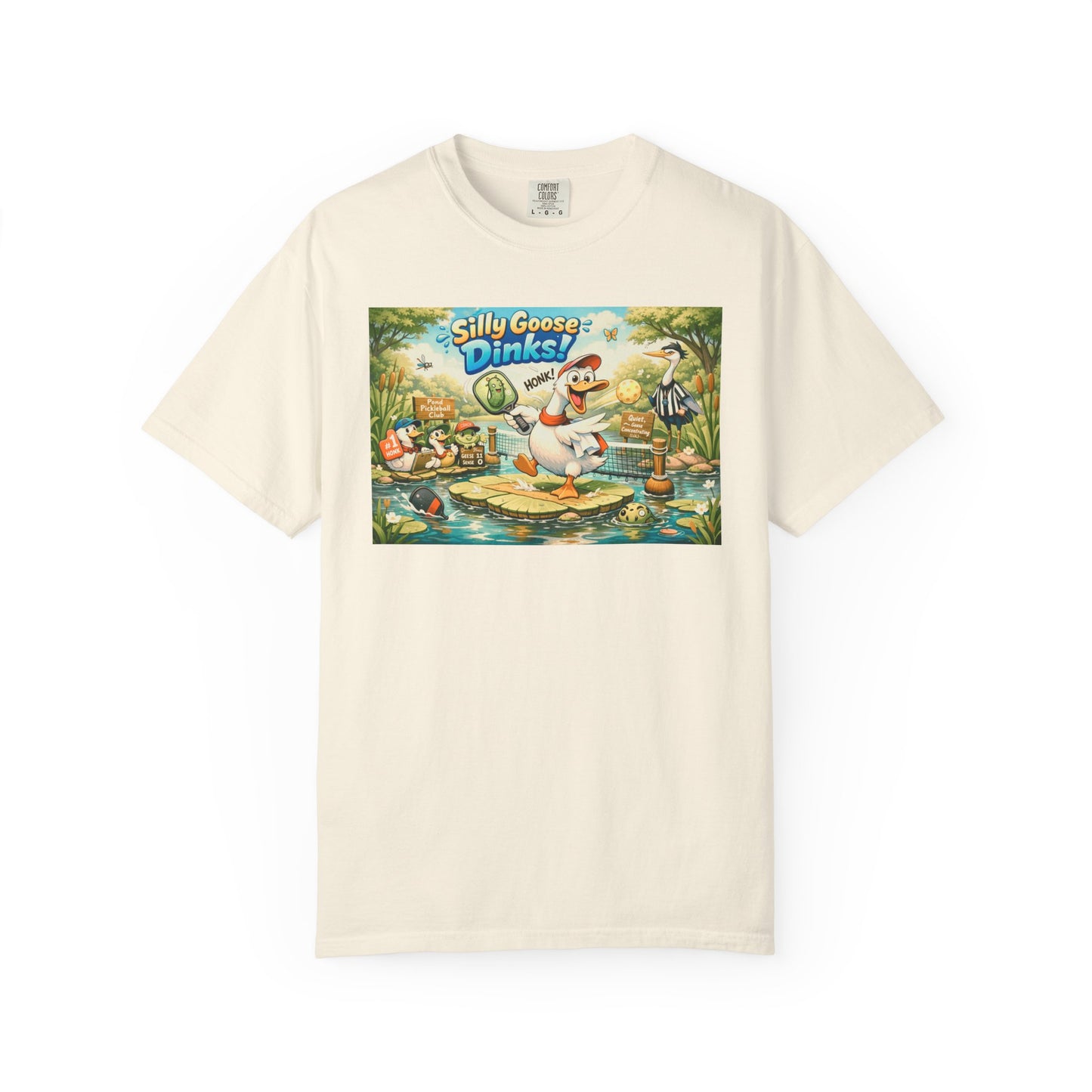 Silly Goose Dinks Cartoon Goose T-Shirt | Vintage Picnic Pond Illustration