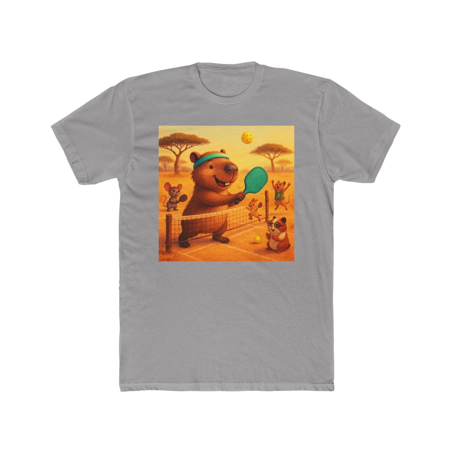 Capybara Playing Pickleball T-Shirt | Retro Sports Animal Illustration