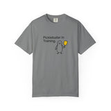 Pickleballer in Training T-Shirt | Cute Penguin Holding Paddle Design