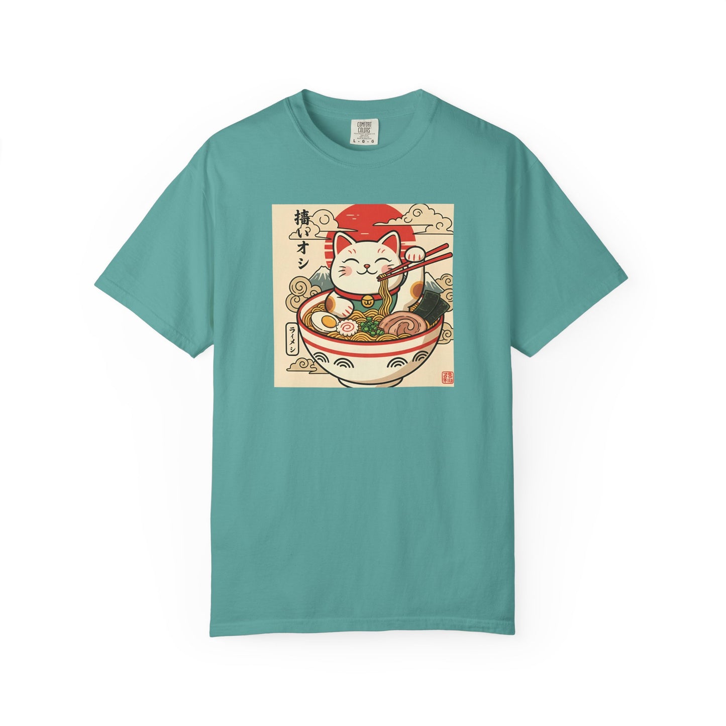 Maneki Neko Ramen Cat T-shirt | Lucky Cat Bowl Graphic Japanese Style