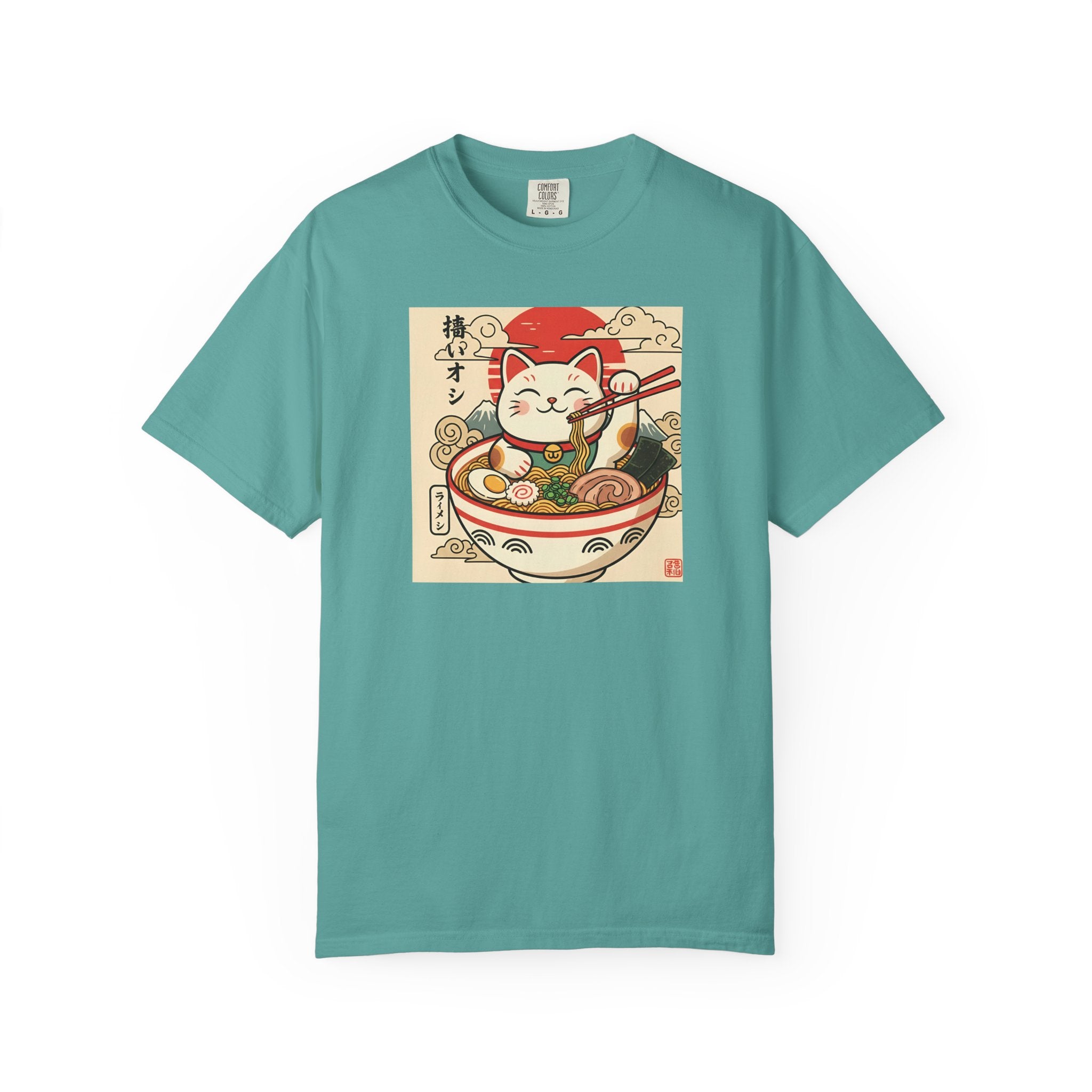 Maneki Neko Ramen Cat T-shirt | Lucky Cat Bowl Graphic Japanese Style