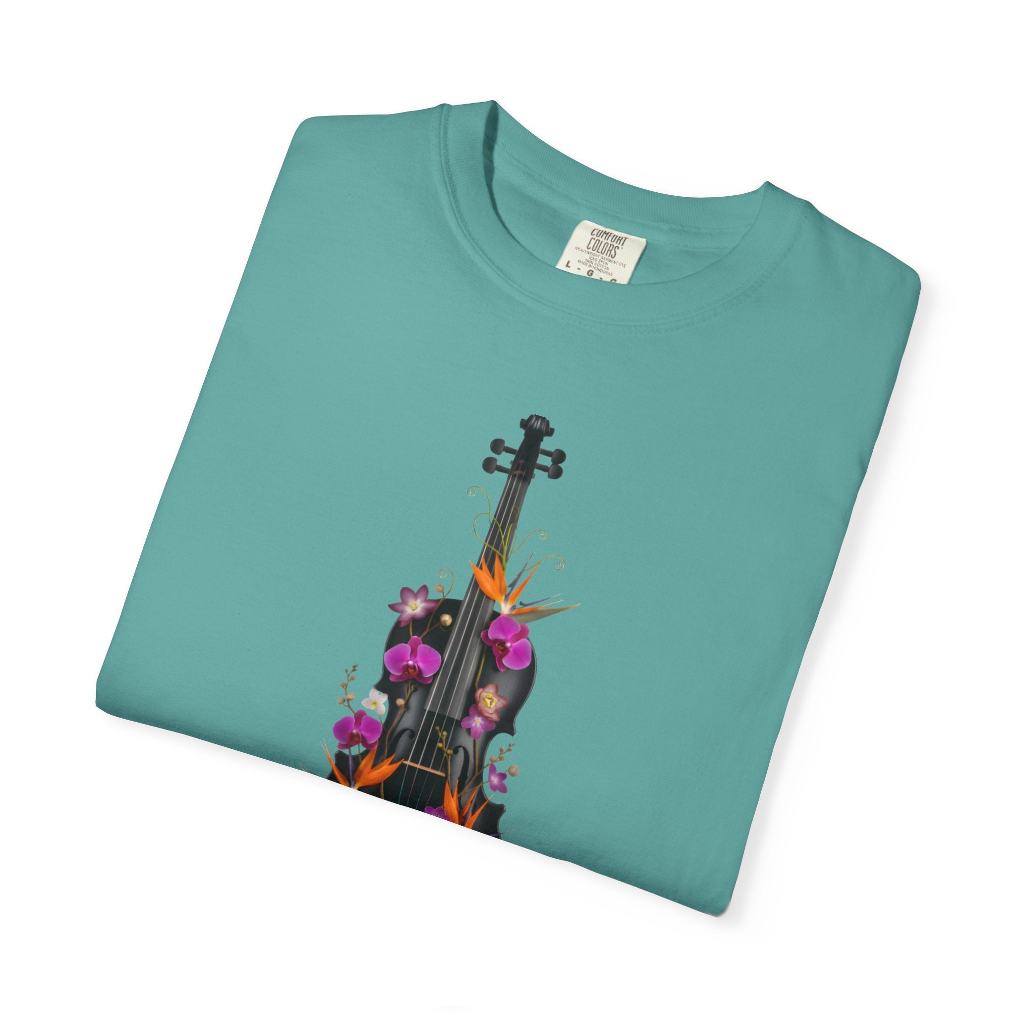 Floral Violin T-shirt | Botanical Music Instrument Tee