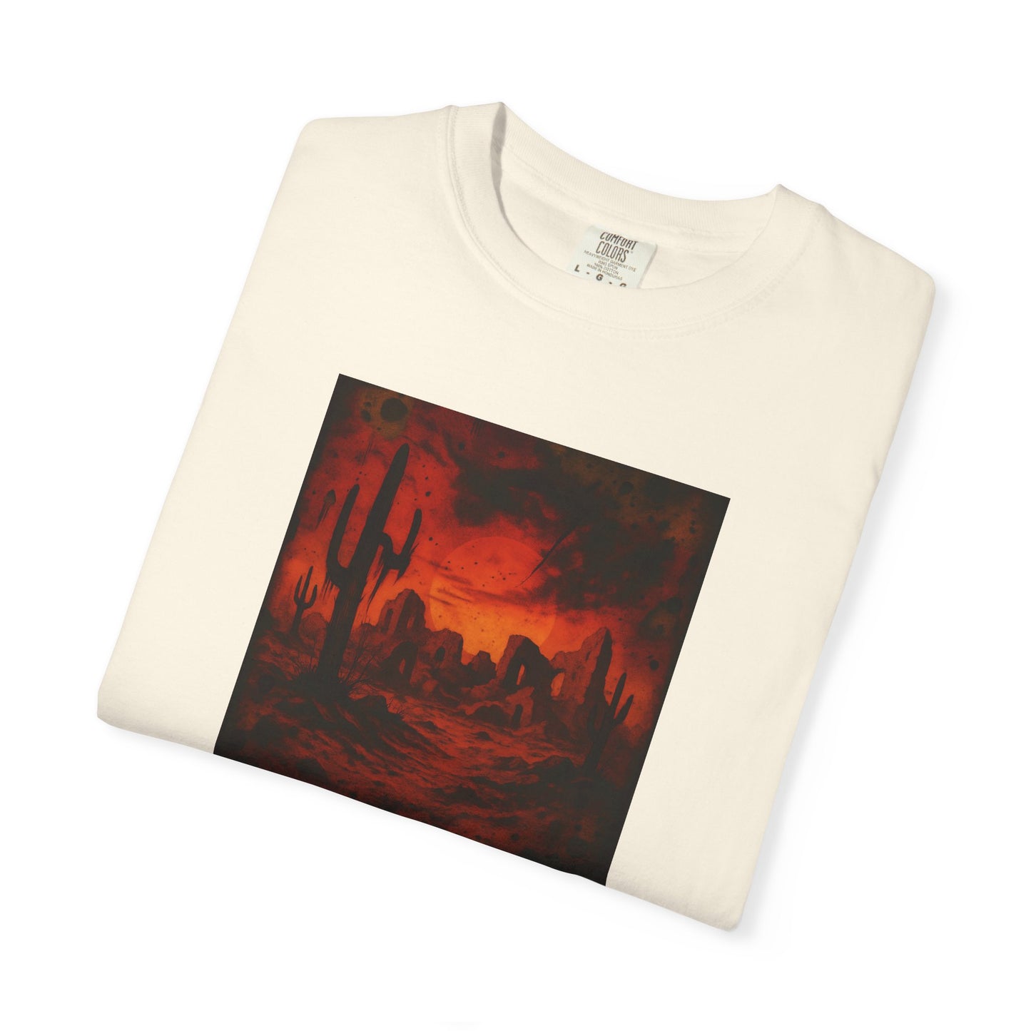 Red Desert Sunset T-shirt | Cactus Landscape, Moody Western Scene