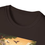 Jurassic Pickleball Club | Retro Tropical Dino Illustration T-Shirt