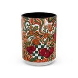 Vintage Cherry Strawberry Pattern Accent Mug | 11oz 15oz