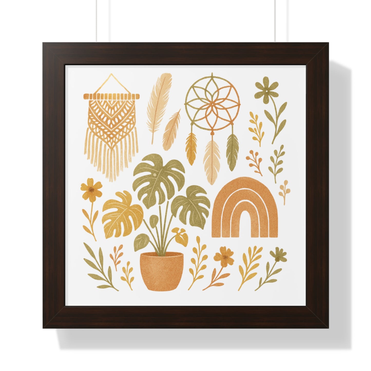 Boho Plant Wall Art Framed Horizontal Poster | Botanical Home Decor