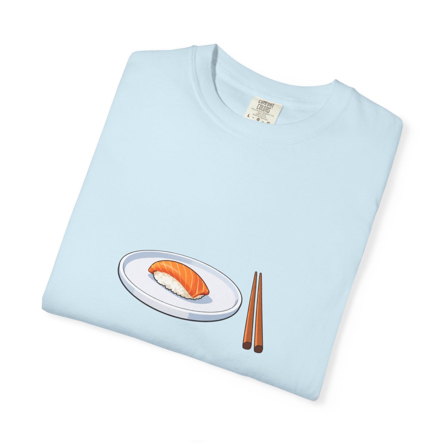 Salmon Nigiri Sushi plate with chopsticks T-shirt | sushi tee