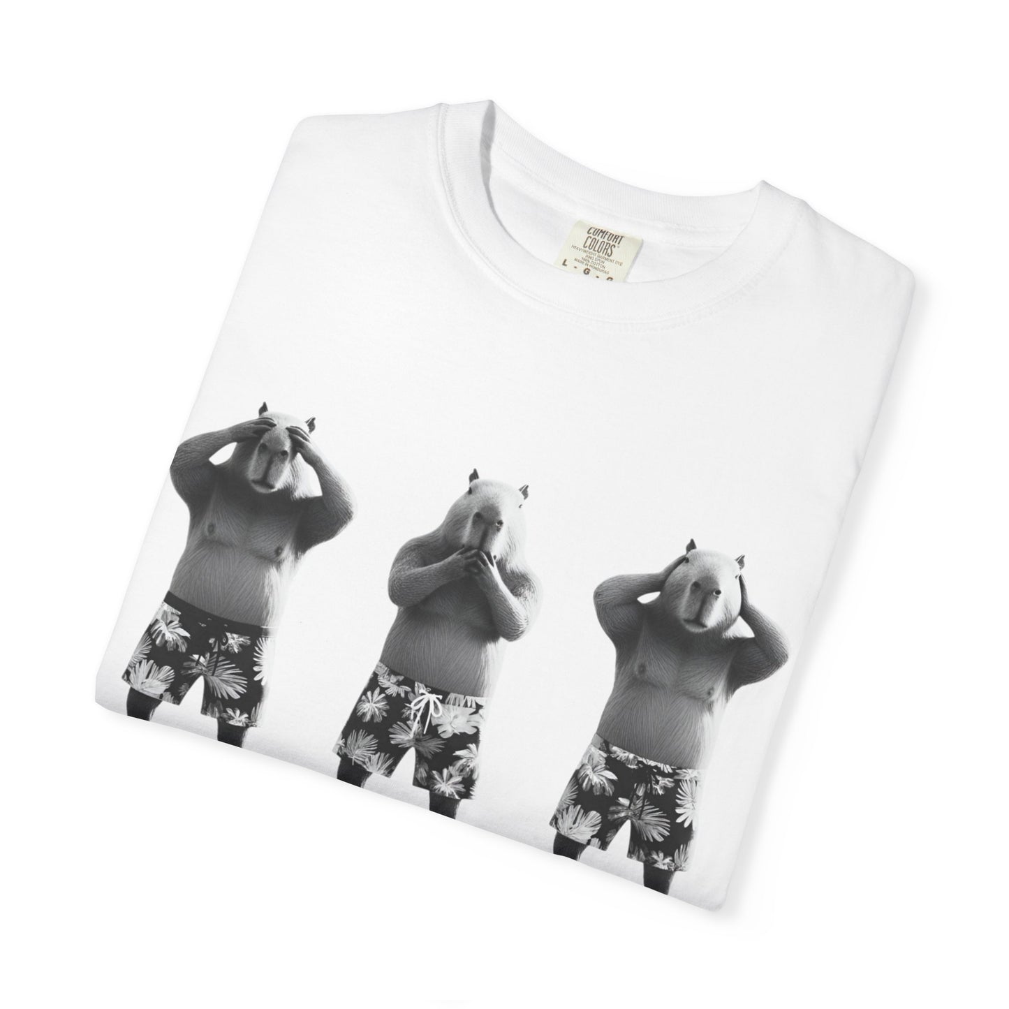 Capybara See No Evil Speak No Evil Hear No Evil T-shirt | Three Monkeys Graphic