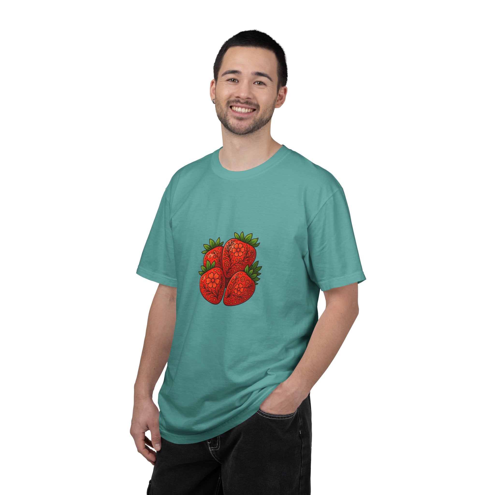 Strawberry Cluster T-shirt | Retro Floral Fruit Illustration