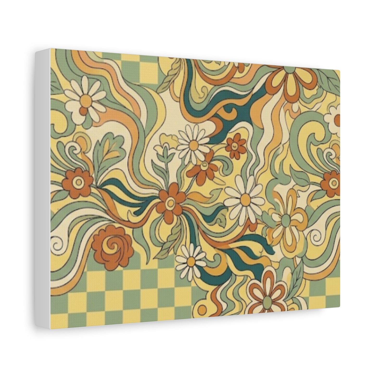 Retro Floral Swirl Matte Canvas