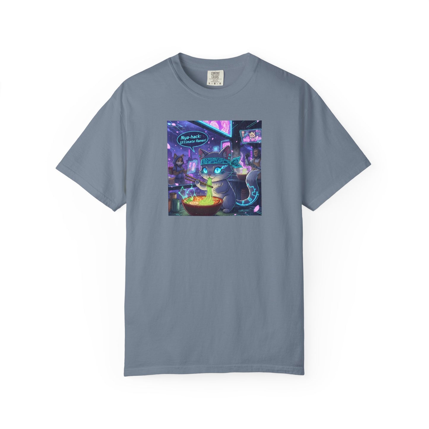Cyberpunk Cat T-shirt | Neon Magic Potion Street Scene