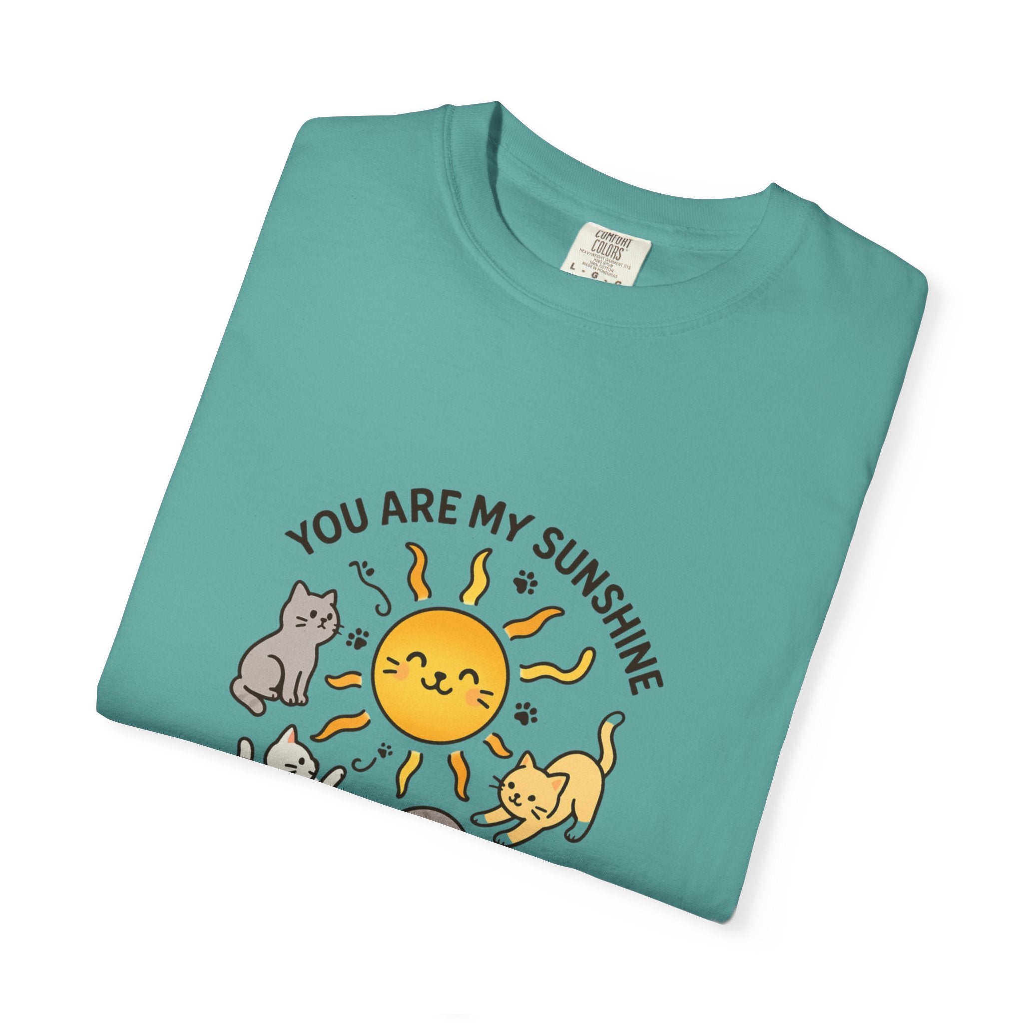 You Are My Sunshine Cat Illustration T-shirt | Cute Sun and Kittens