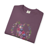 Floral Cat Illustration T-shirt | Botanical Kitty Circle Print