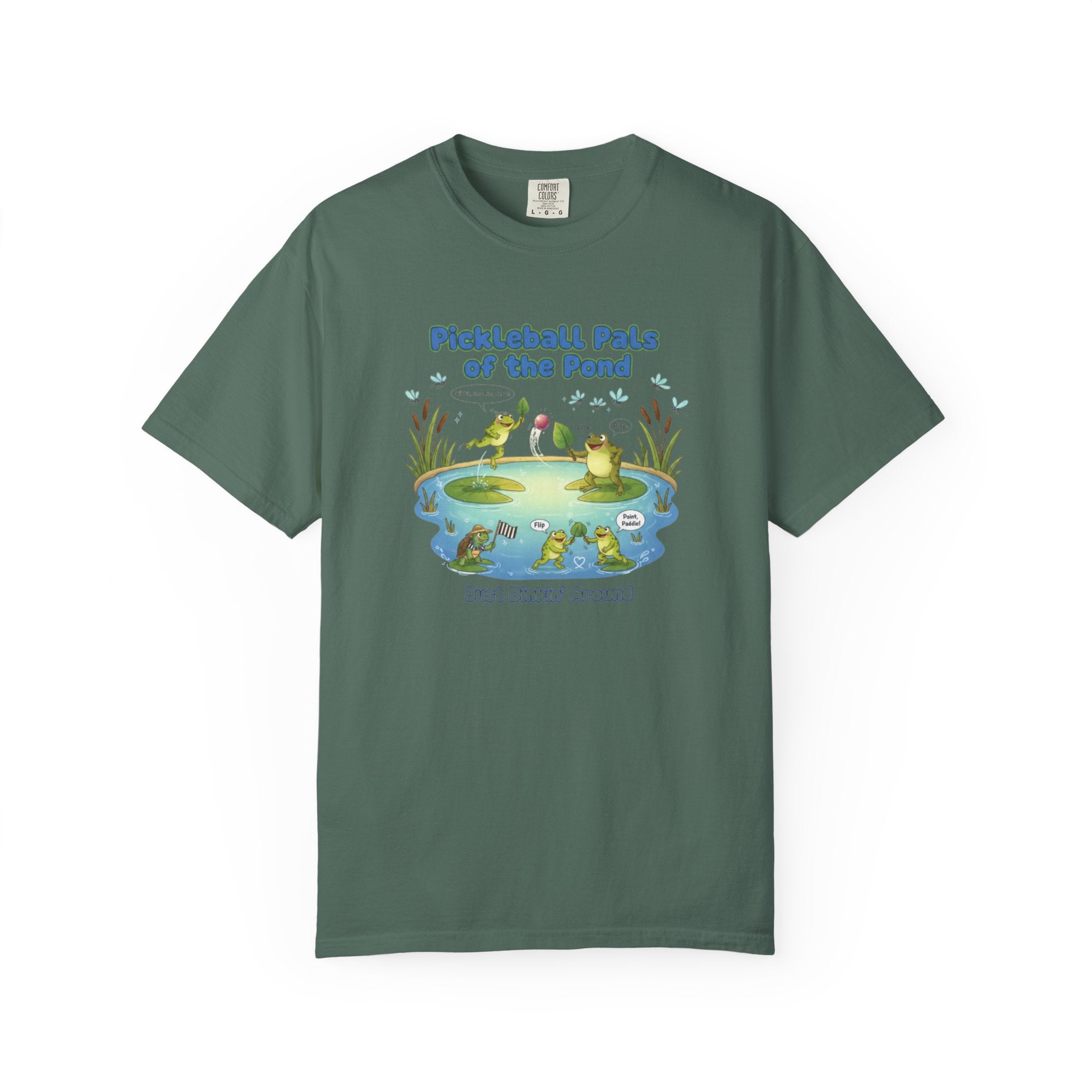 Pickleball Pals of the Pond T-Shirt | Cute Frog Pond Illustration