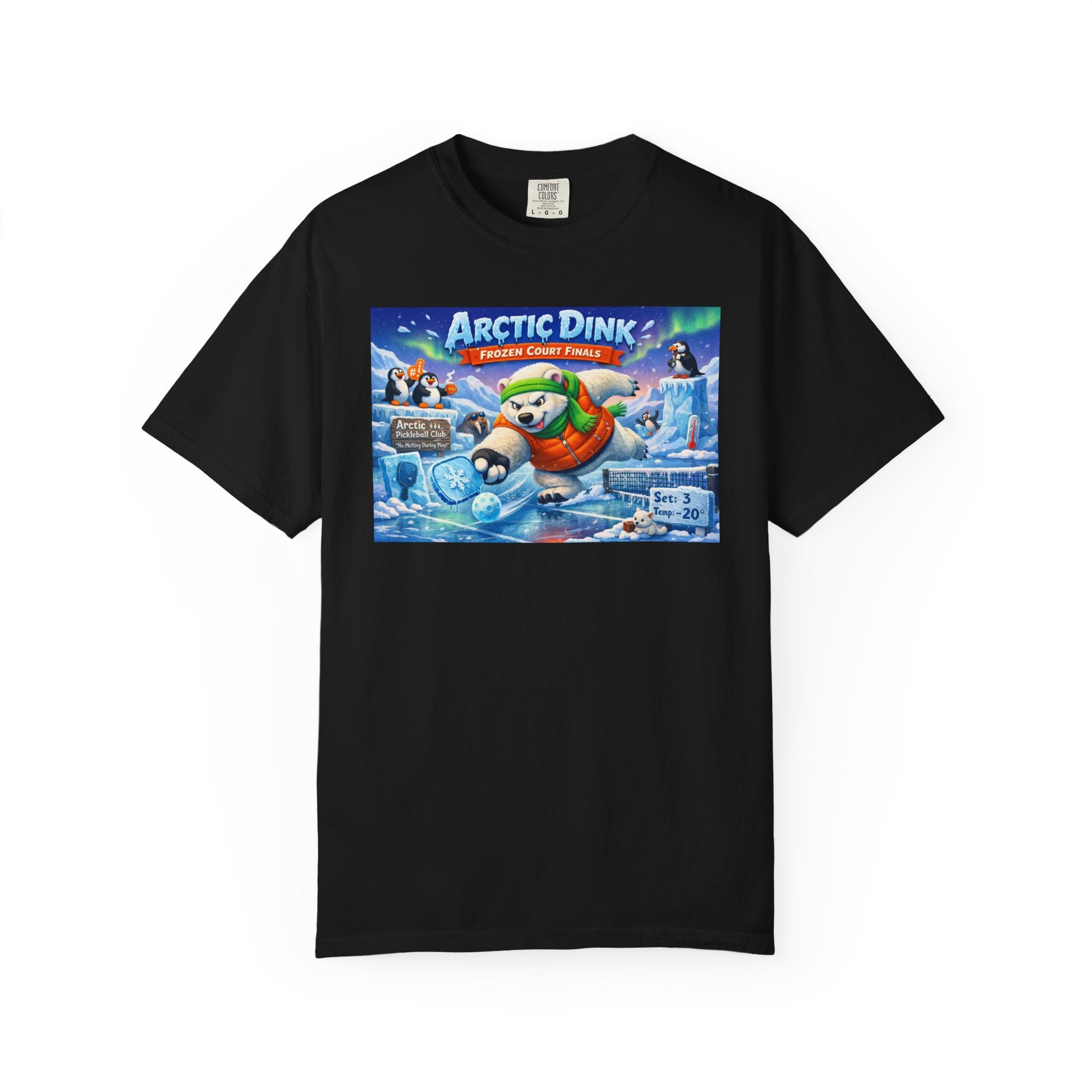 Arctic Dink Polar Bear Pickleball T-Shirt | Retro Game Art