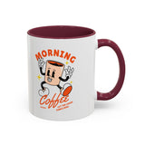 Morning Coffee Mug | Retro Cartoon Coffee Cup, Colorful Ceramic