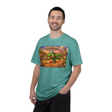 Jurassic Dink Pickleball Dinosaur Arcade Poster T-Shirt | Retro Video Game Shirt
