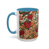 Vintage Cherry Strawberry Pattern Accent Mug | 11oz 15oz
