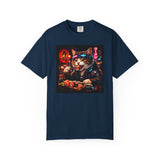 Sushi-Eating Cat T-Shirt | Neon Japanese Street Food Art