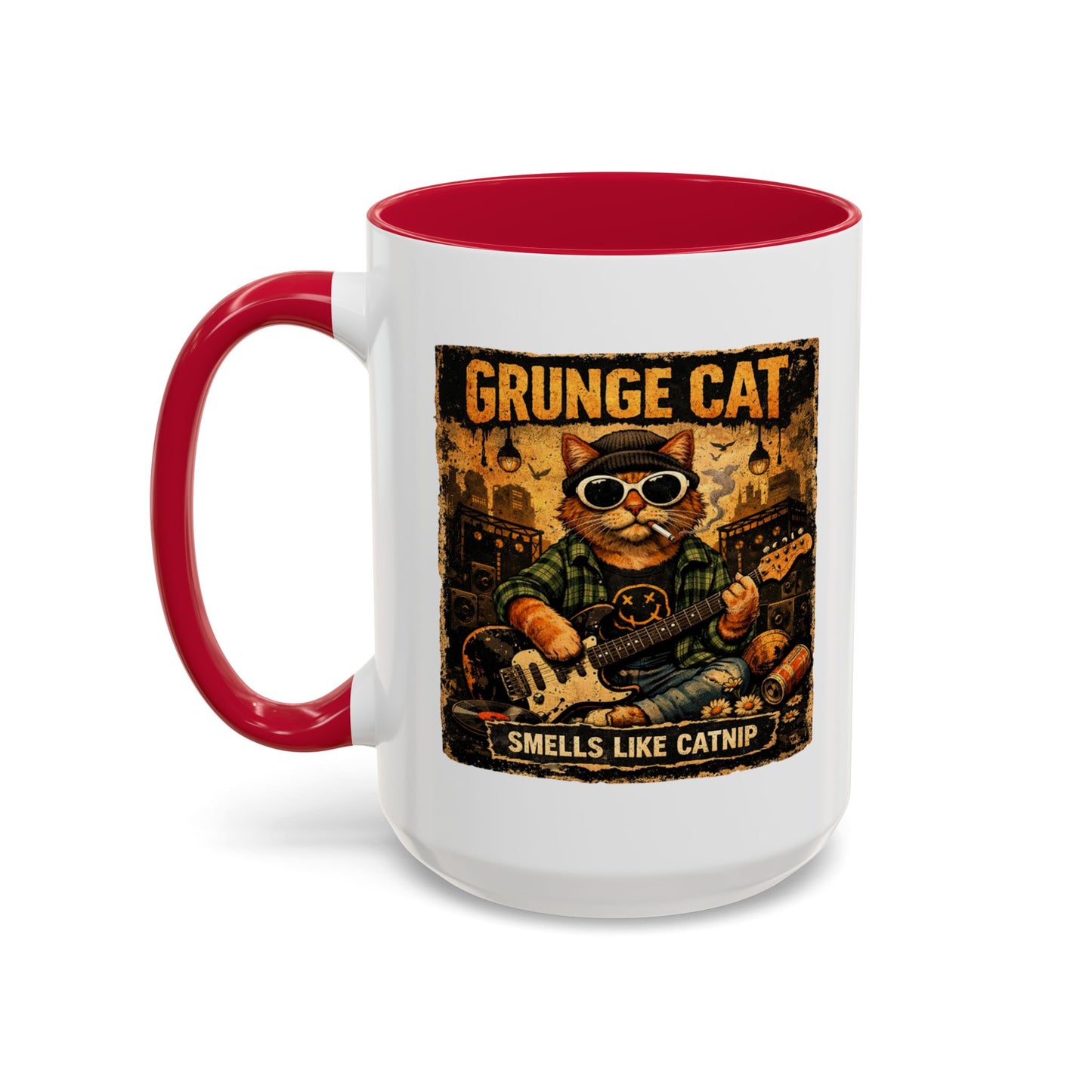 Grunge Cat Smells Like Catnip Mug | Ceramic Coffee Cup