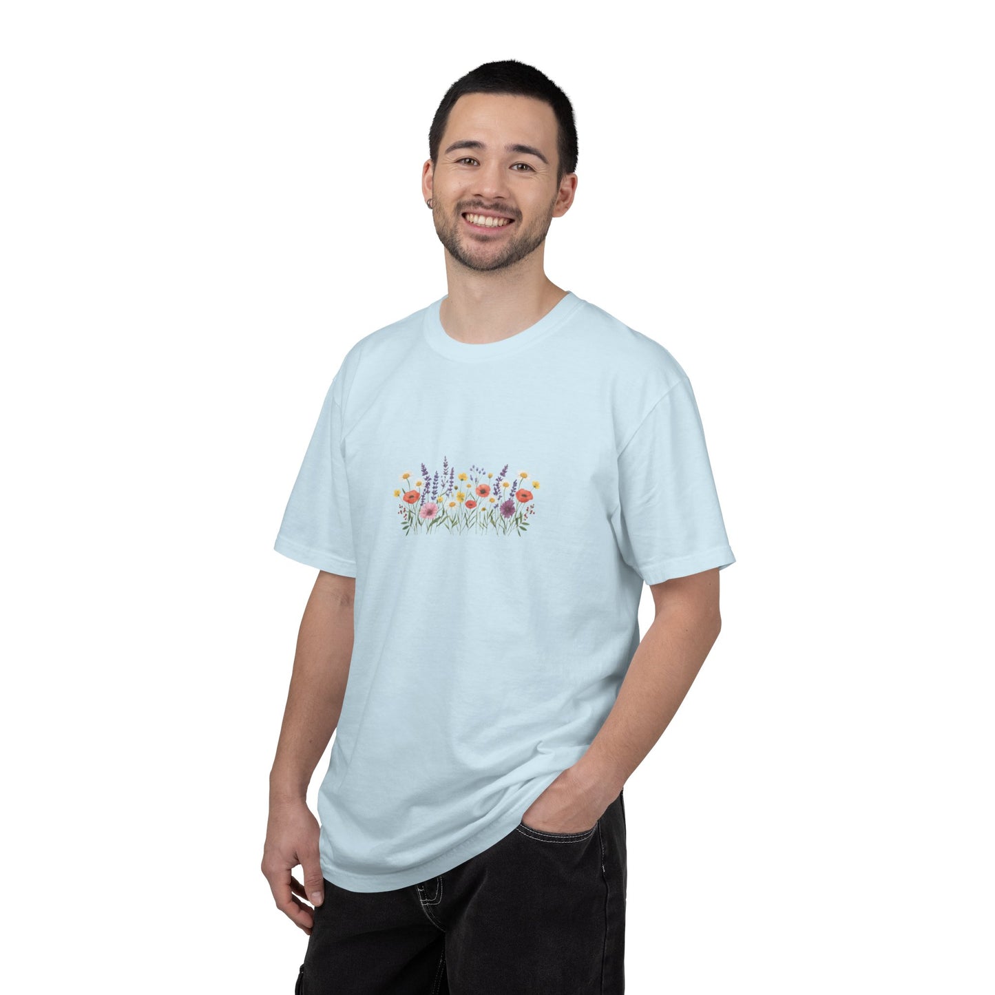 Wildflower Meadow watercolor floral design T-shirt | botanical garden tee