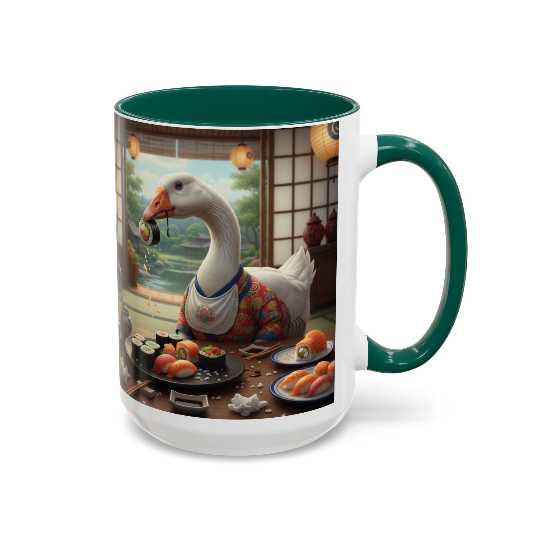 Goose with Sushi Mug | Japanese Tea Room Illustration