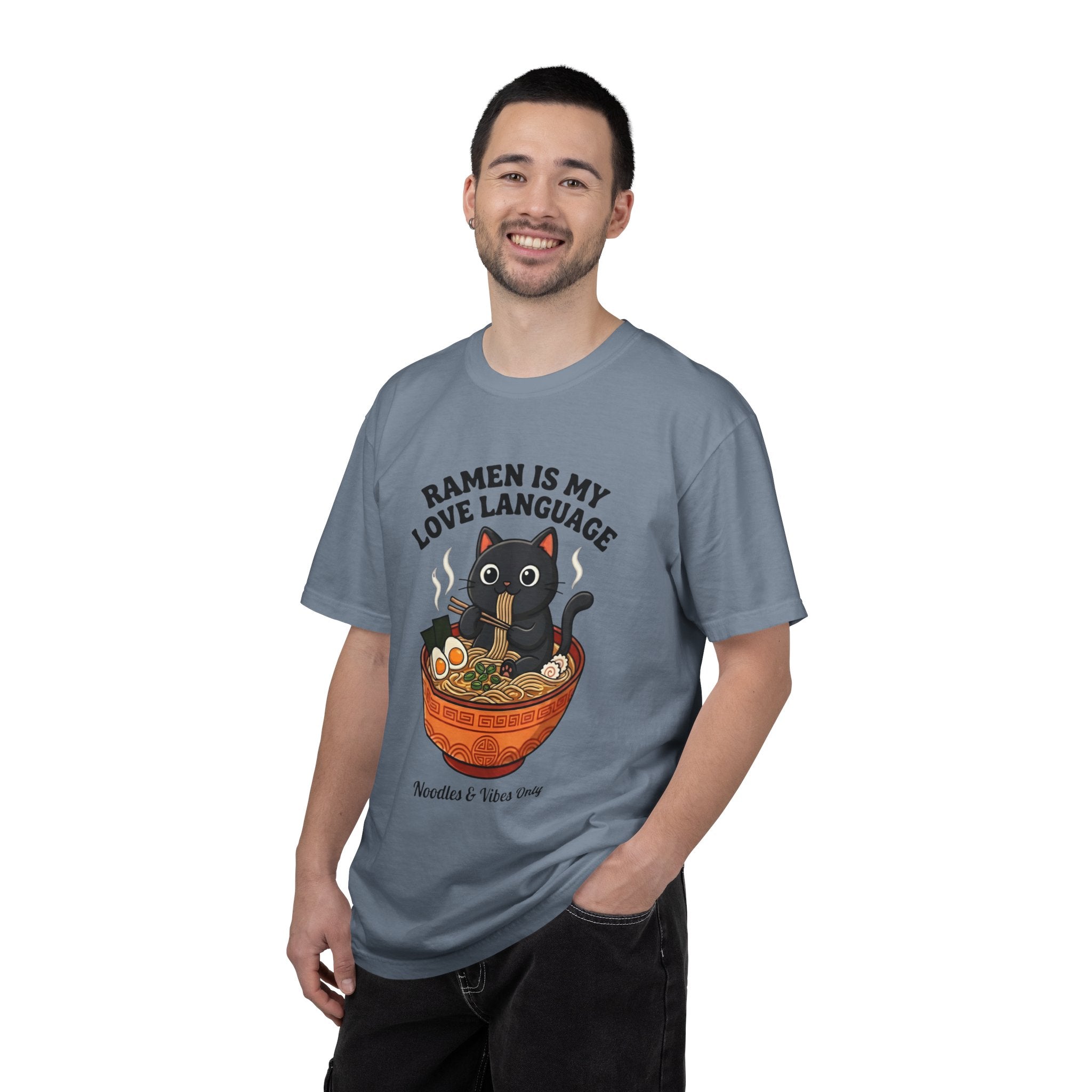 Ramen Is My Love Language T-shirt | Cat in Ramen Bowl Noodles Vibes Tee