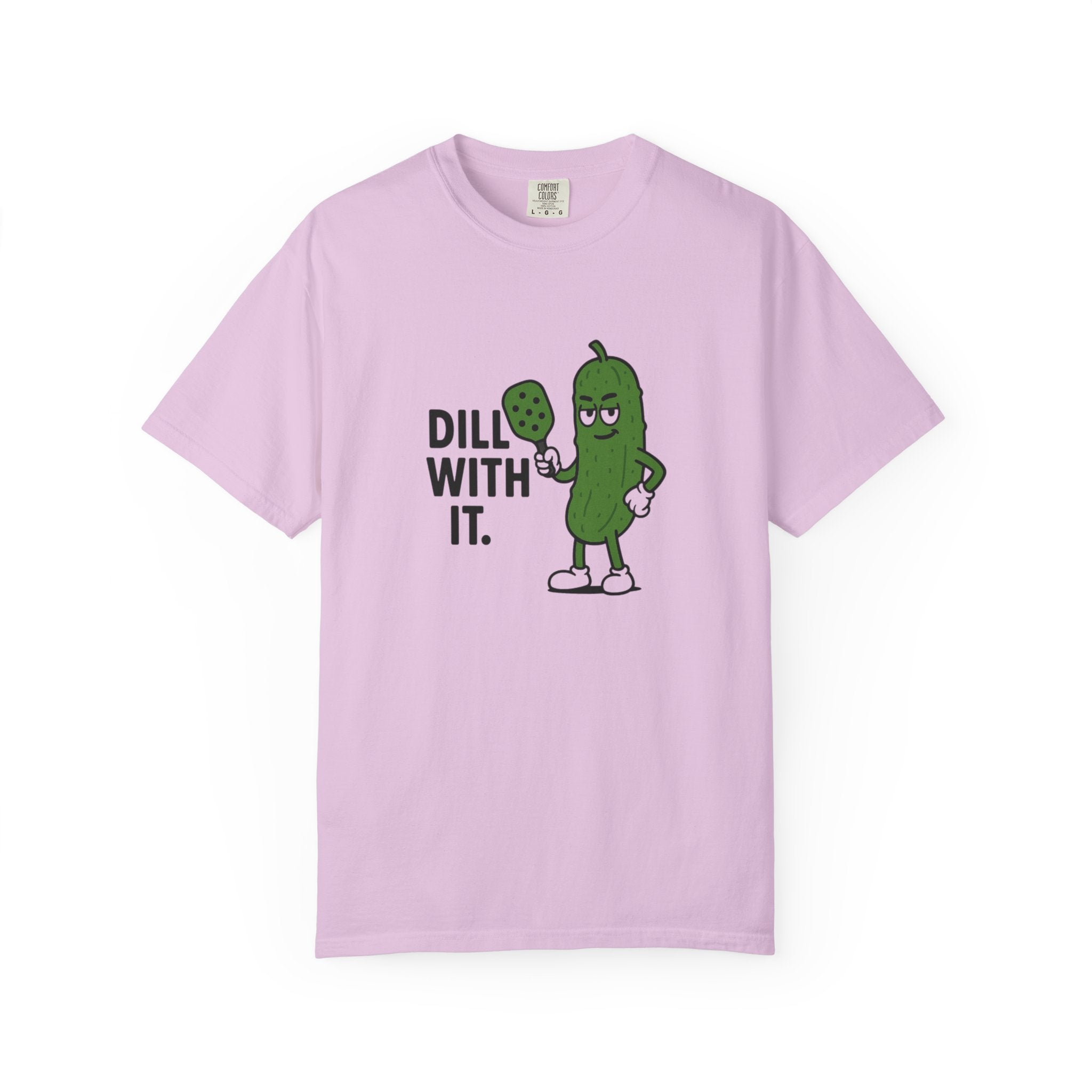Dill With It Pickle Character T-shirt | Funny Vegan Food Pun Tee