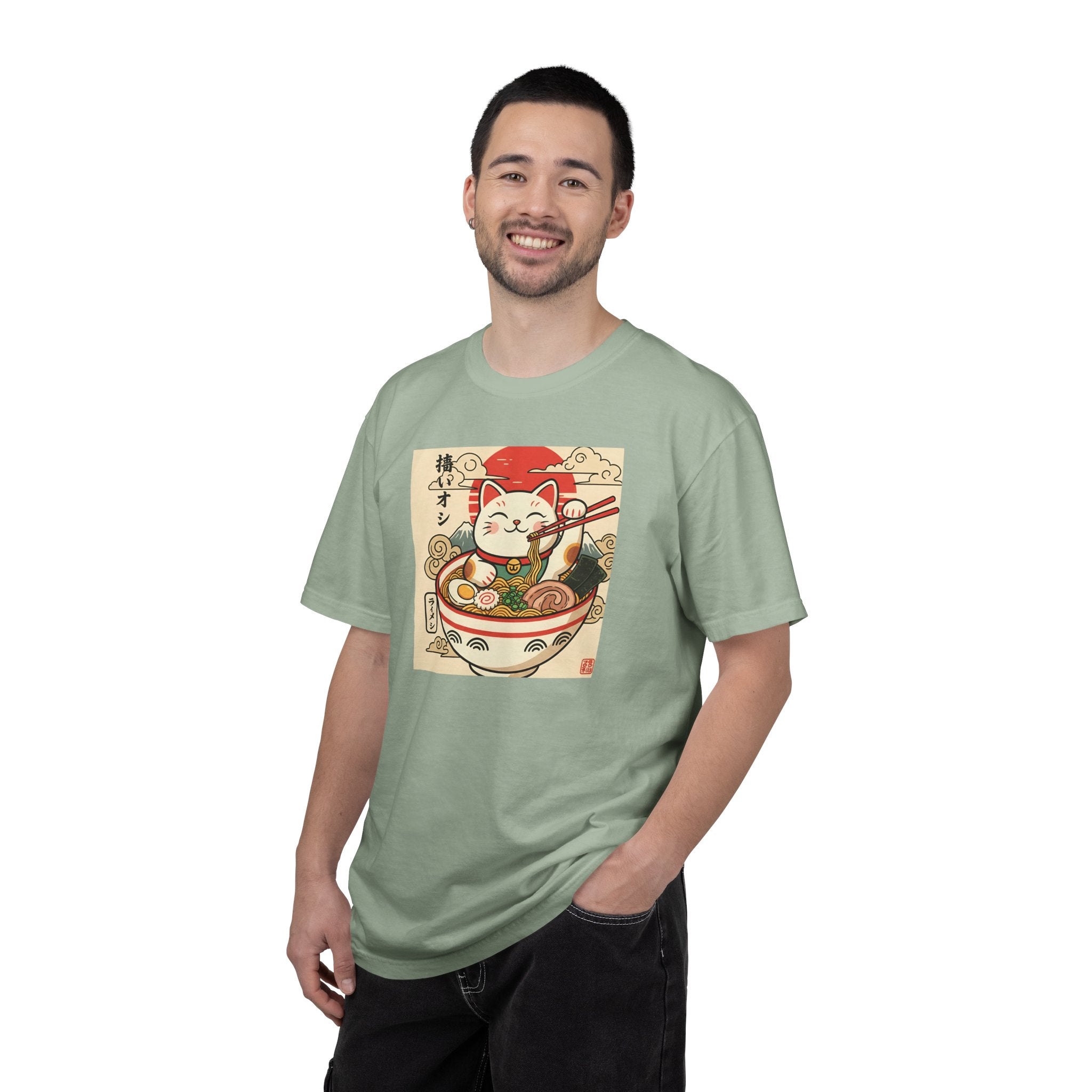 Maneki Neko Ramen Cat T-shirt | Lucky Cat Bowl Graphic Japanese Style