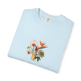 Tropical Floral Bouquet T-Shirt | Bird of Paradise, Orchid, Sunflower