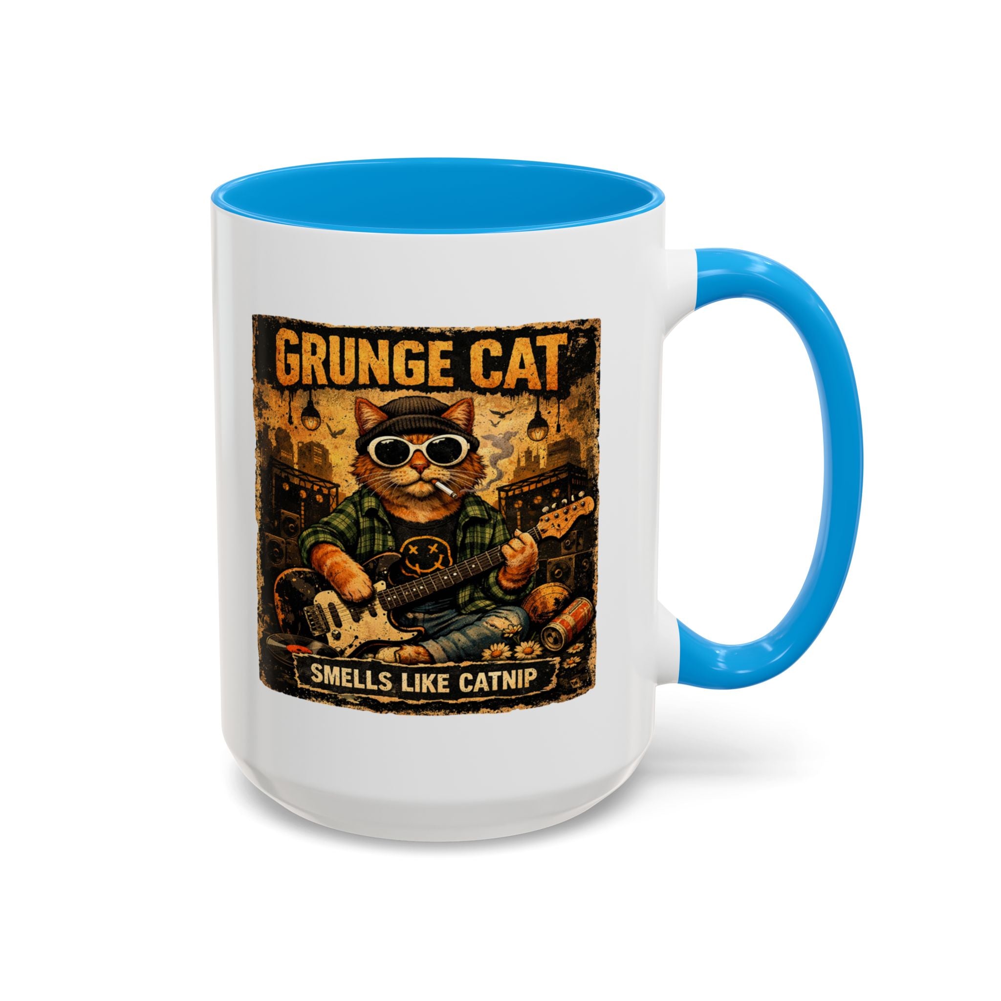Grunge Cat Smells Like Catnip Mug | Ceramic Coffee Cup