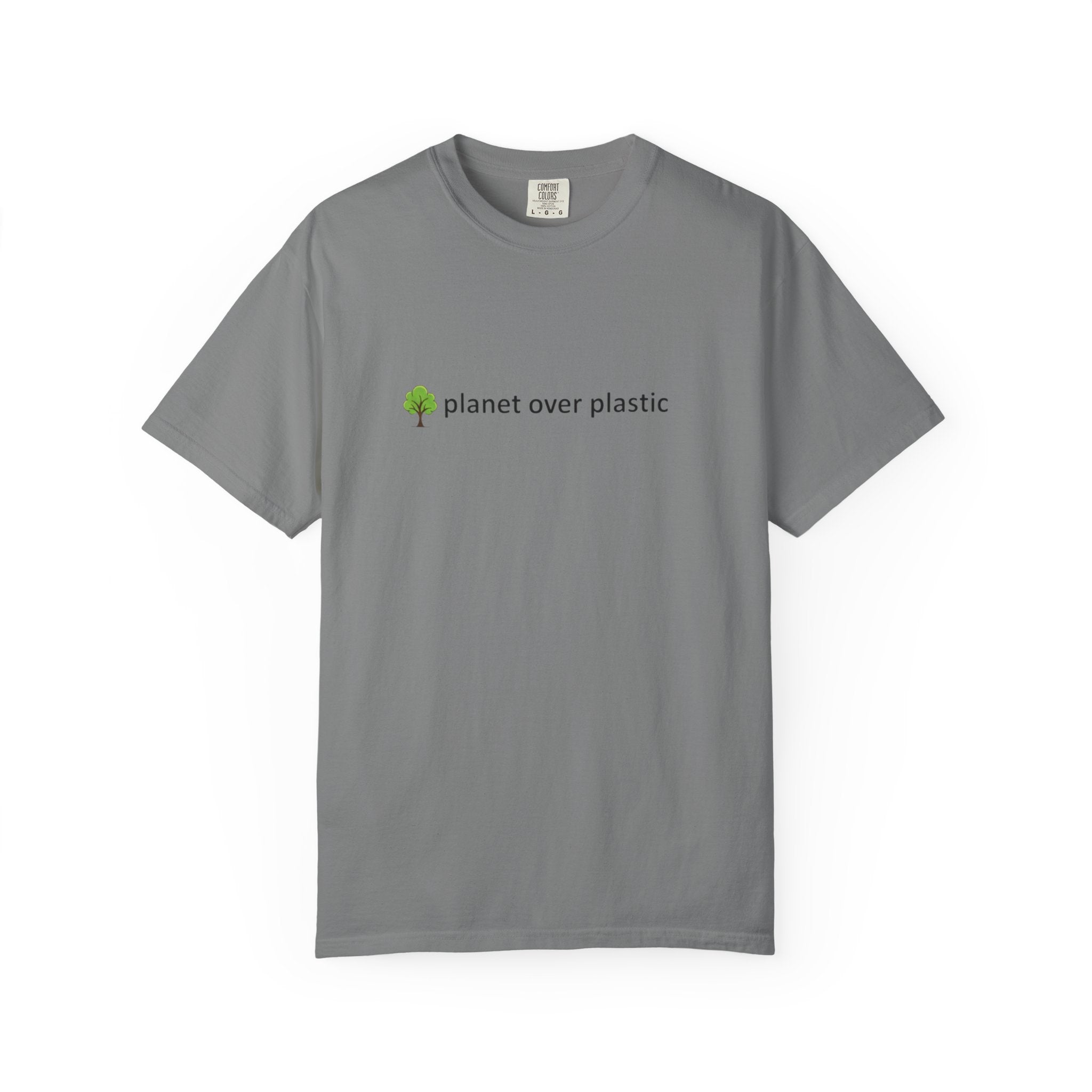 planet over plastic T-shirt | environmental tree slogan tee