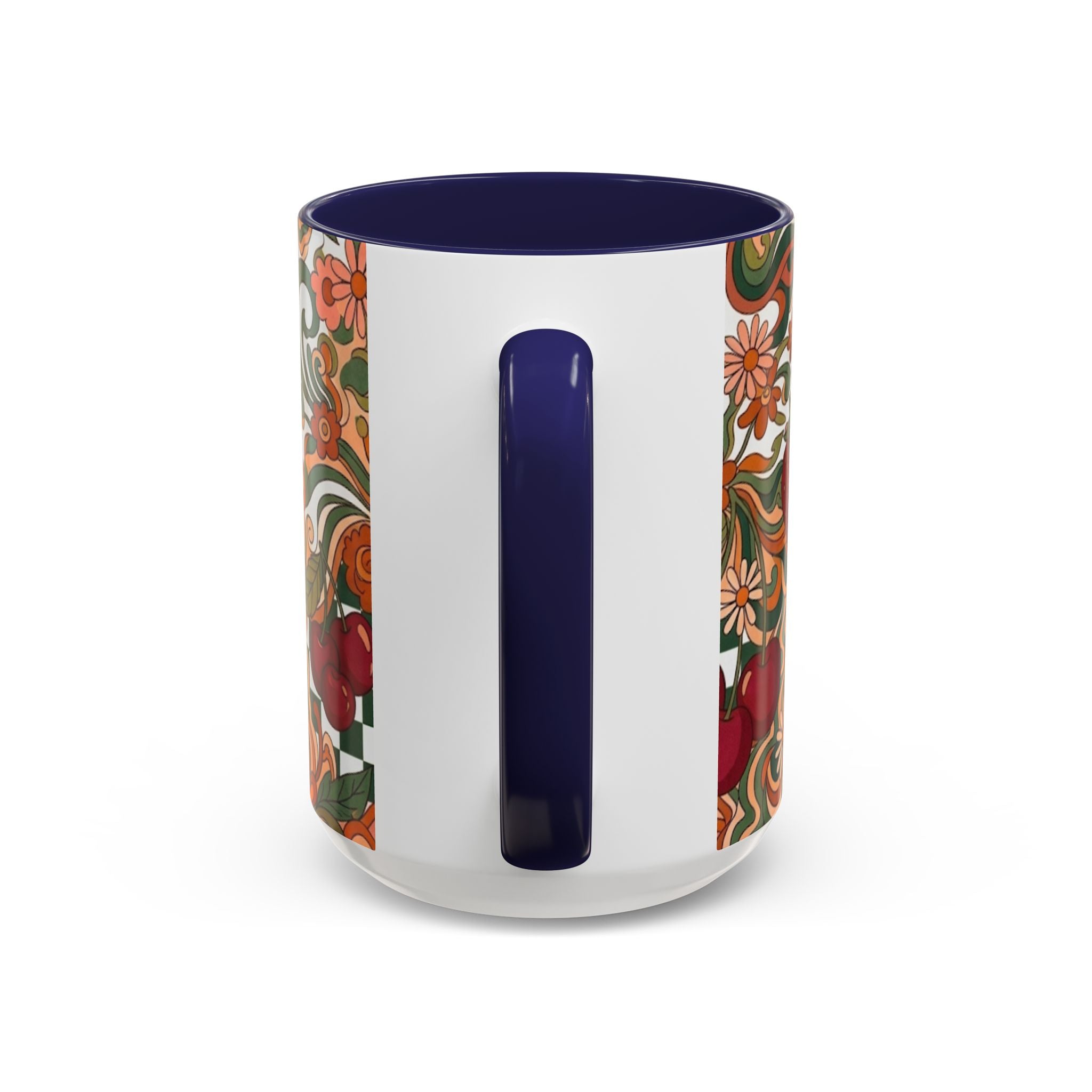 Vintage Cherry Strawberry Pattern Accent Mug | 11oz 15oz