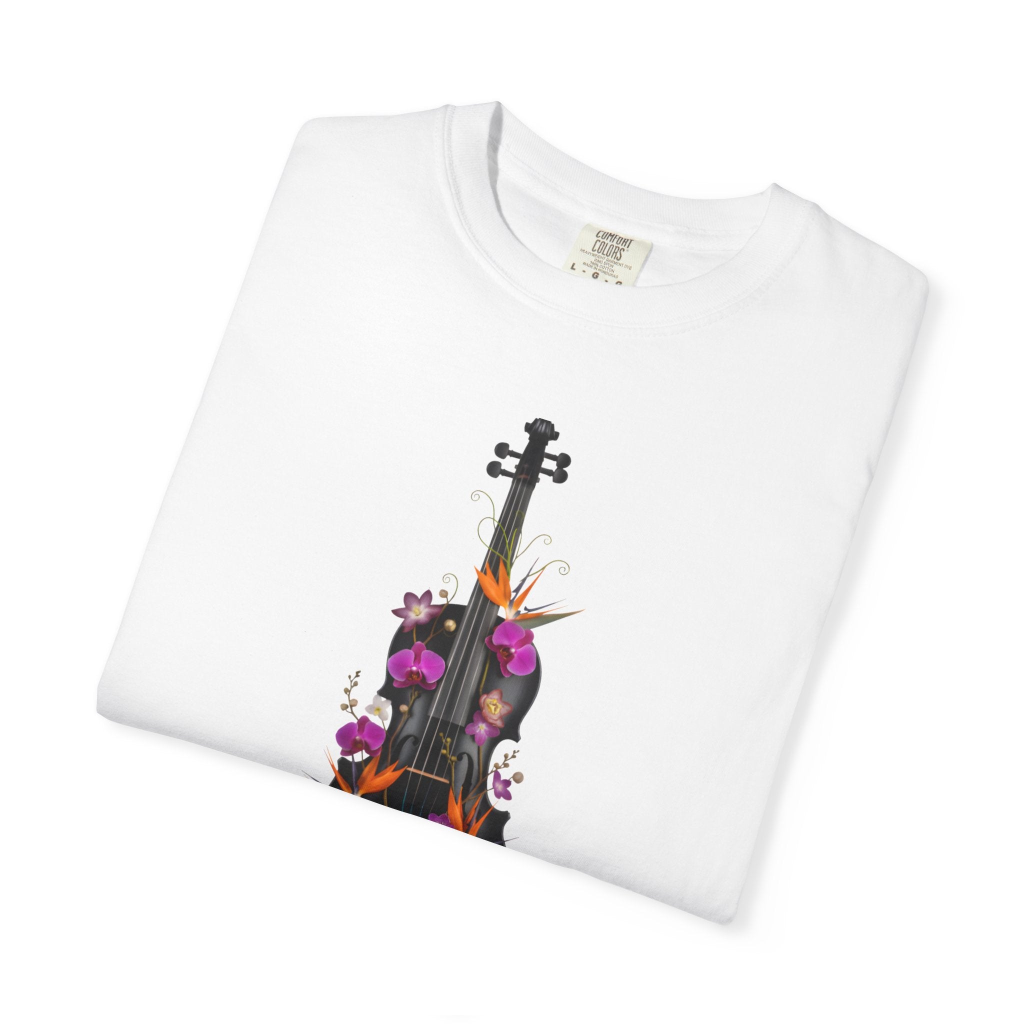 Floral Violin T-shirt | Botanical Music Instrument Tee